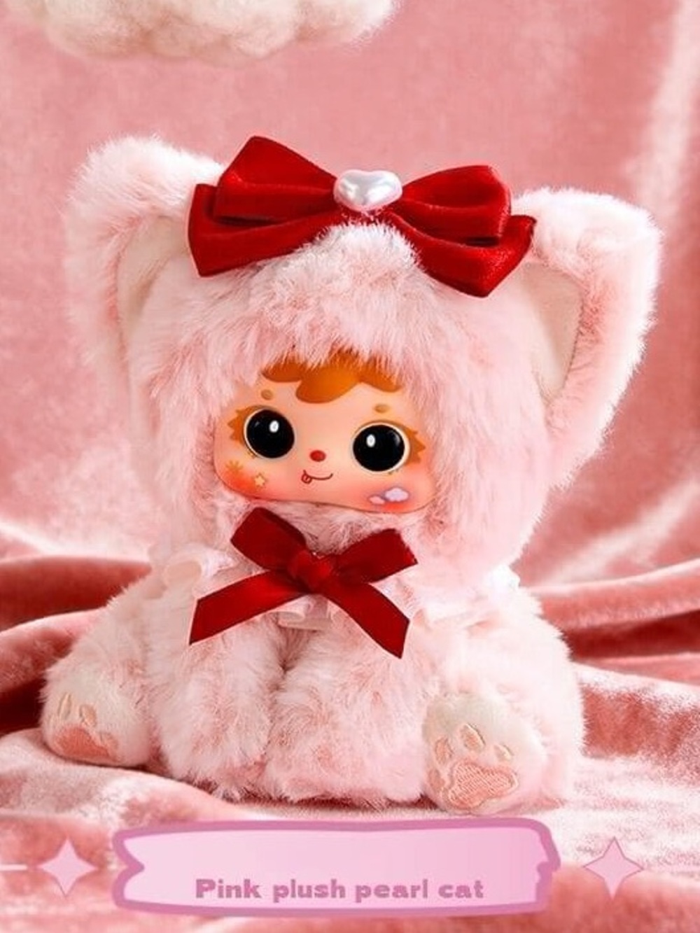 Samuel “Pearl Cat” Pink Plush Velvet Rainbow Meow Series Blind Box Bag Charm